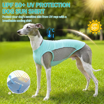 UPF 50+ Sun Protection Dog Shirt for Medium Large Dogs - Breathable Sleeveless Vest with Reflective Strips, Sports Fan Pet T-Shirt, Lightweight UV Protective Apparel P23ST00501XXXL