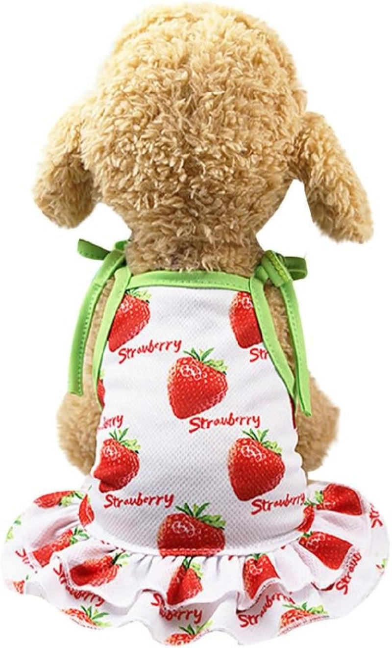 OOEOO Pet Shirt Couple Dress Puppy Dog Princess Doggie Apparel Costume Clothing (Strawberry Dress, XS)
