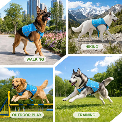 Dog Cooling Vest Harness 4 PCM Ice Packs up to 3+ Hours | Cooling Vest for Dogs with PCM Ice Packs, for Medium to Large Dogs, Easy to Wear for Walking Hiking Camping and Training