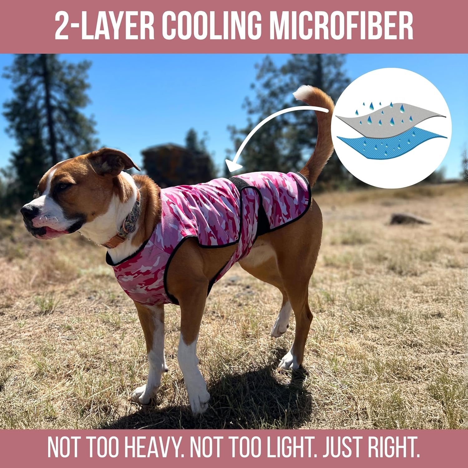 Dog Cooling Vest, 2-Layer Microfiber Cooling Jacket, Pink, L | Longer Cooling Duration, Balanced Comfort, UV Protection, Soft Double-Layer Microfiber Fabric, Sizes to Suit Most Dogs