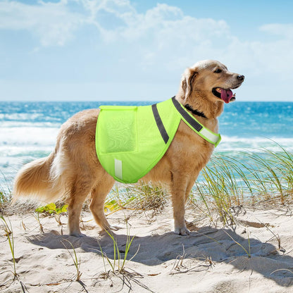 2 Pcs Dog Cooling Vest with 4 Recyclable Ice Pack Summer Outdoor Dog Cooling Harness Shirt Adjustable Pet Cooler(Fluorescent Green,Extra Large)