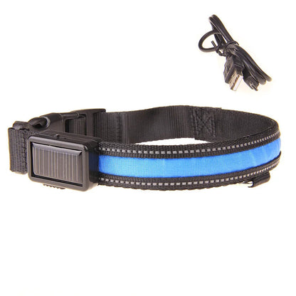 Solar Charging Led Dog Collar USB Rechargeable Night Safety Collar Perro Led Usb Adjustable Pet Led Dog Collar Light Usb Glowing