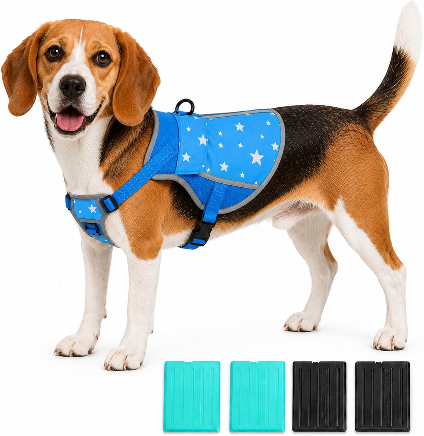 Dog Cooling Vest Harness 4 PCM Ice Packs up to 3+ Hours | Cooling Vest for Dogs with PCM Ice Packs, for Medium to Large Dogs, Easy to Wear for Walking Hiking Camping and Training