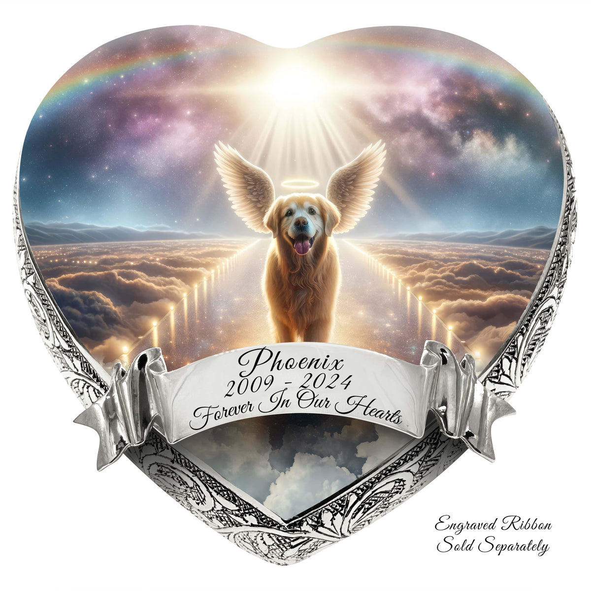 Golden Retriever Dog Urn - Rainbow Bridge Urn for Dog Ashes