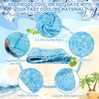 5 Dog Cooling Bandanas Dog Instant Cooling Neck Wraps Basic Collars Breathable Ice Scarf Pet Heat Relief Collar for Small Medium Large Pet Training Camping Accessories for Summer (M)