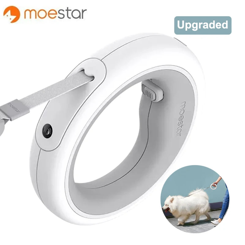 MOESTAR 2022 UFO Retractable Pet Leash 2 plus 3.0M Flexible Dog Traction Rope with Rechargeable LED Light Ring Shape
